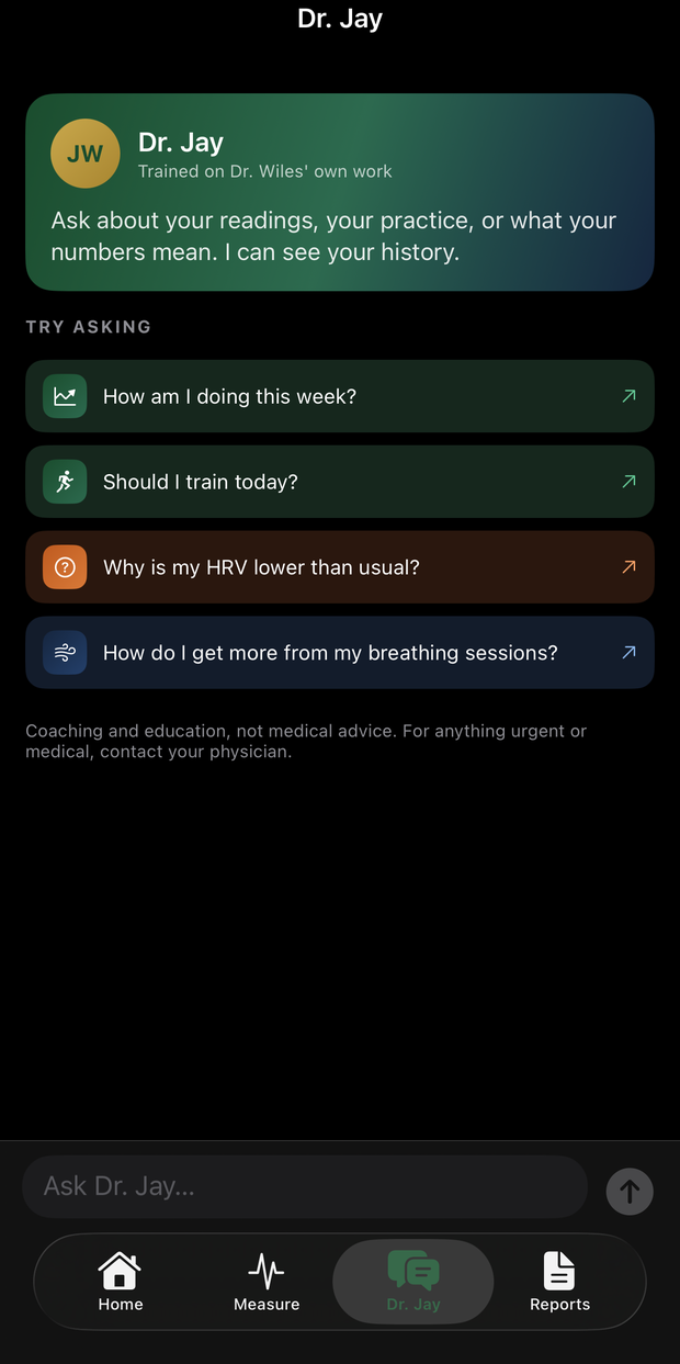 Dr. Jay AI, the coaching conversation inside the app