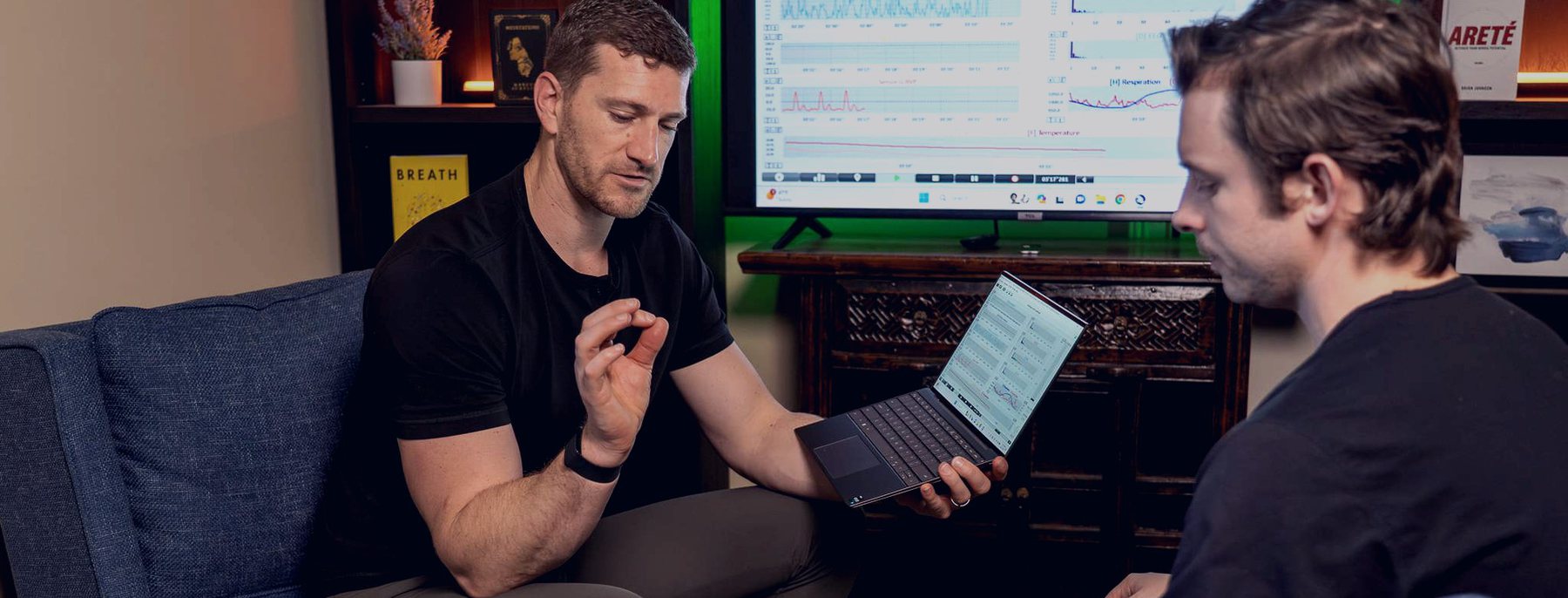 Dr. Jay Wiles working through a client's nervous system data with them